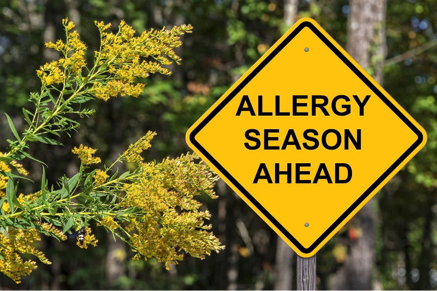 A sign that says: Allergy season ahead.