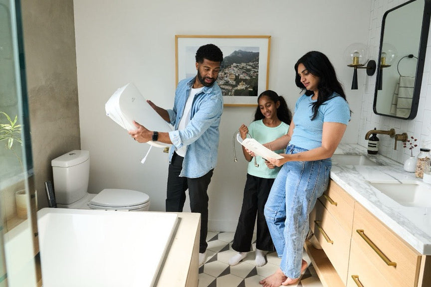 A family installing a bidet.