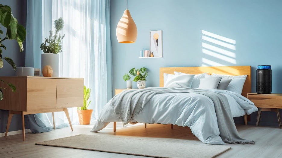 The Airmega 100 in a sunny bedroom.