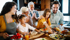 A family making a holiday meal.