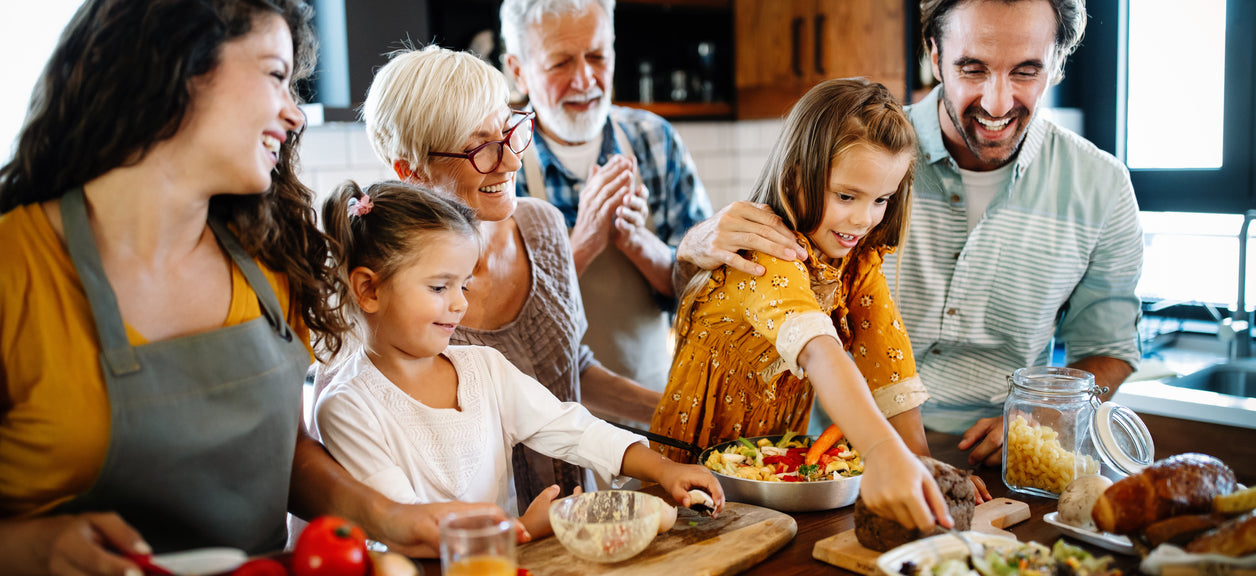 A family making a holiday meal.