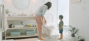 mother showing her son the bidetmega 