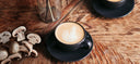coffee and mushrooms on the dining table