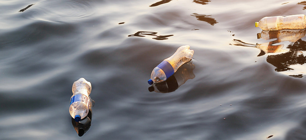 plastic bottles floating on water
