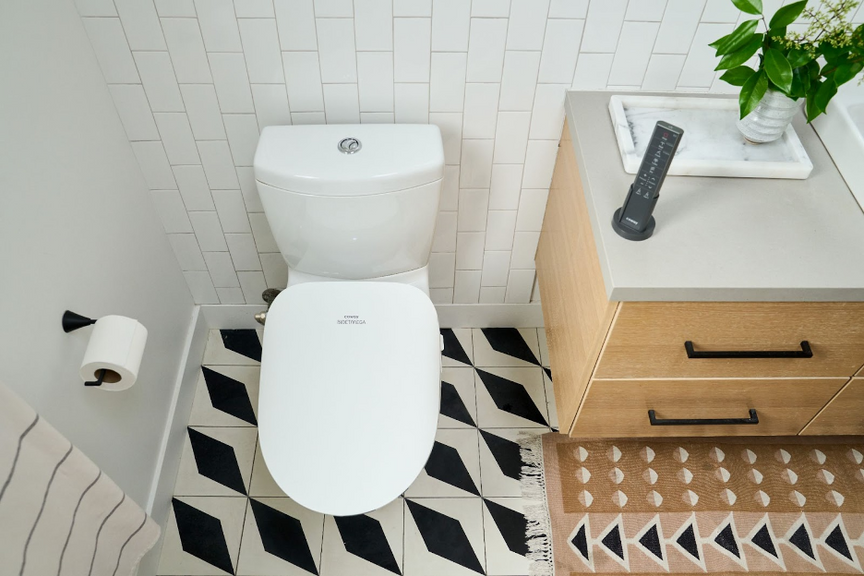 Bathroom shot from above.