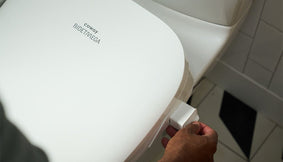 A Bidetmega 500S up close with the carbon deodorizer.