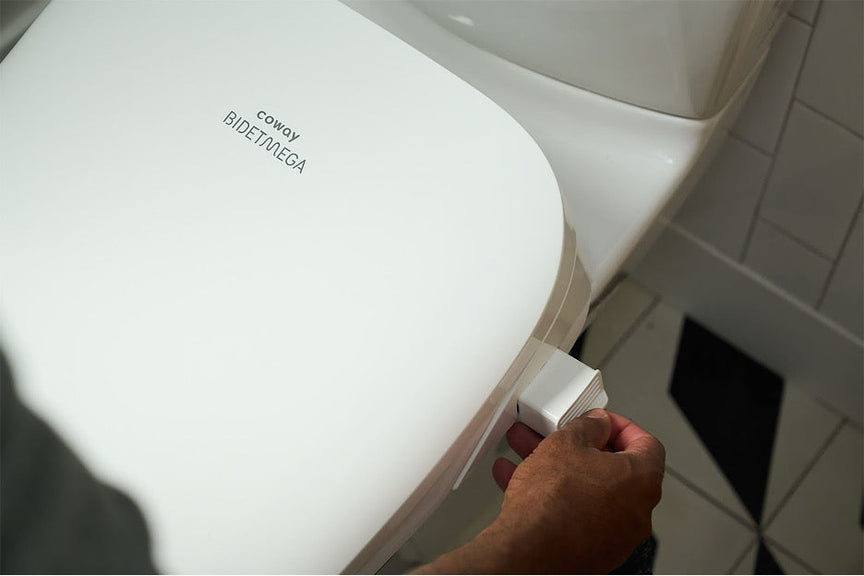 A Bidetmega 500S up close with the carbon deodorizer.