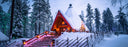 Snow covered cabin for Santa and his bidet.