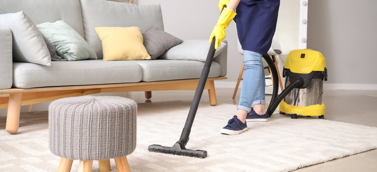 A person doing a deep clean of their apartment.