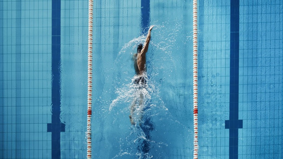 An Olympic swimmer swimming.