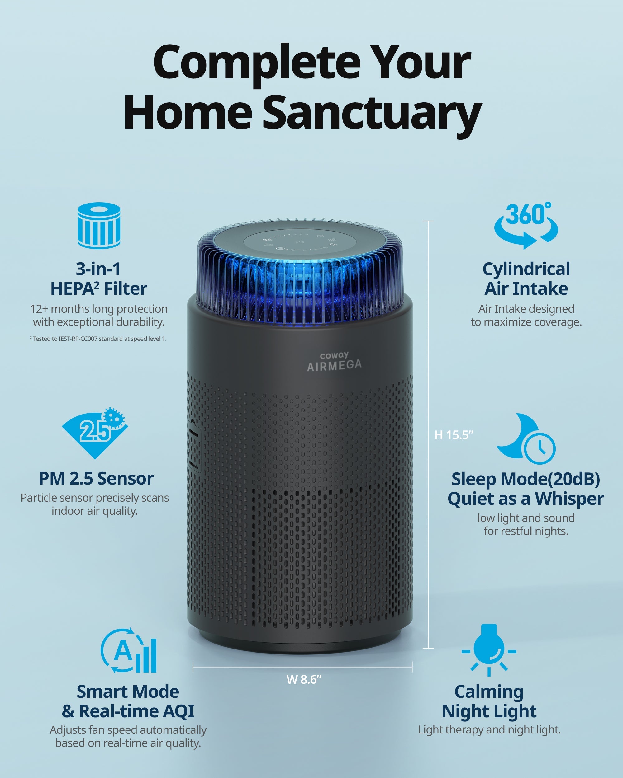 Airmega 100 Small Space Air Purifier | Cowaymega