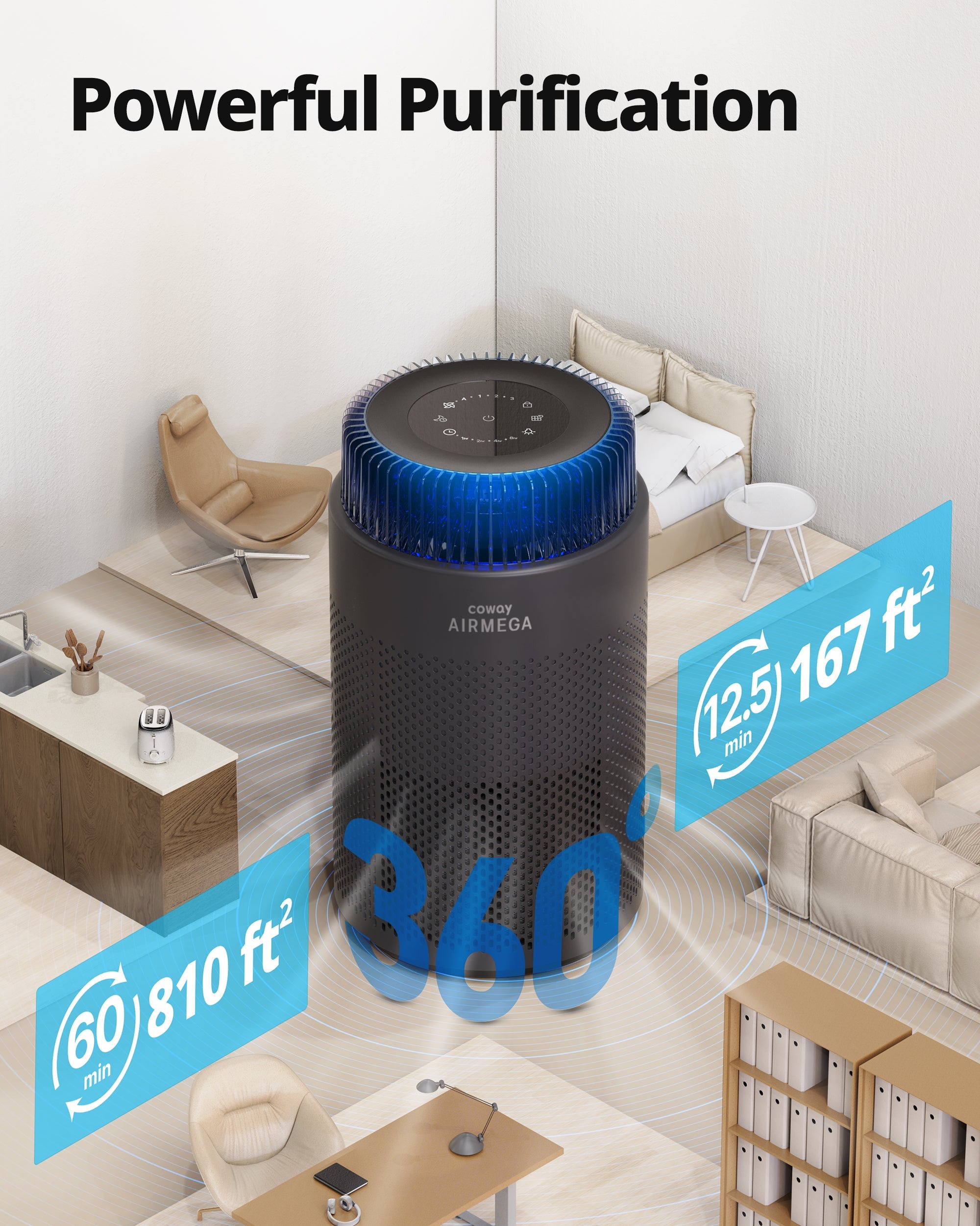 Airmega 100 Small Space Air Purifier | Cowaymega