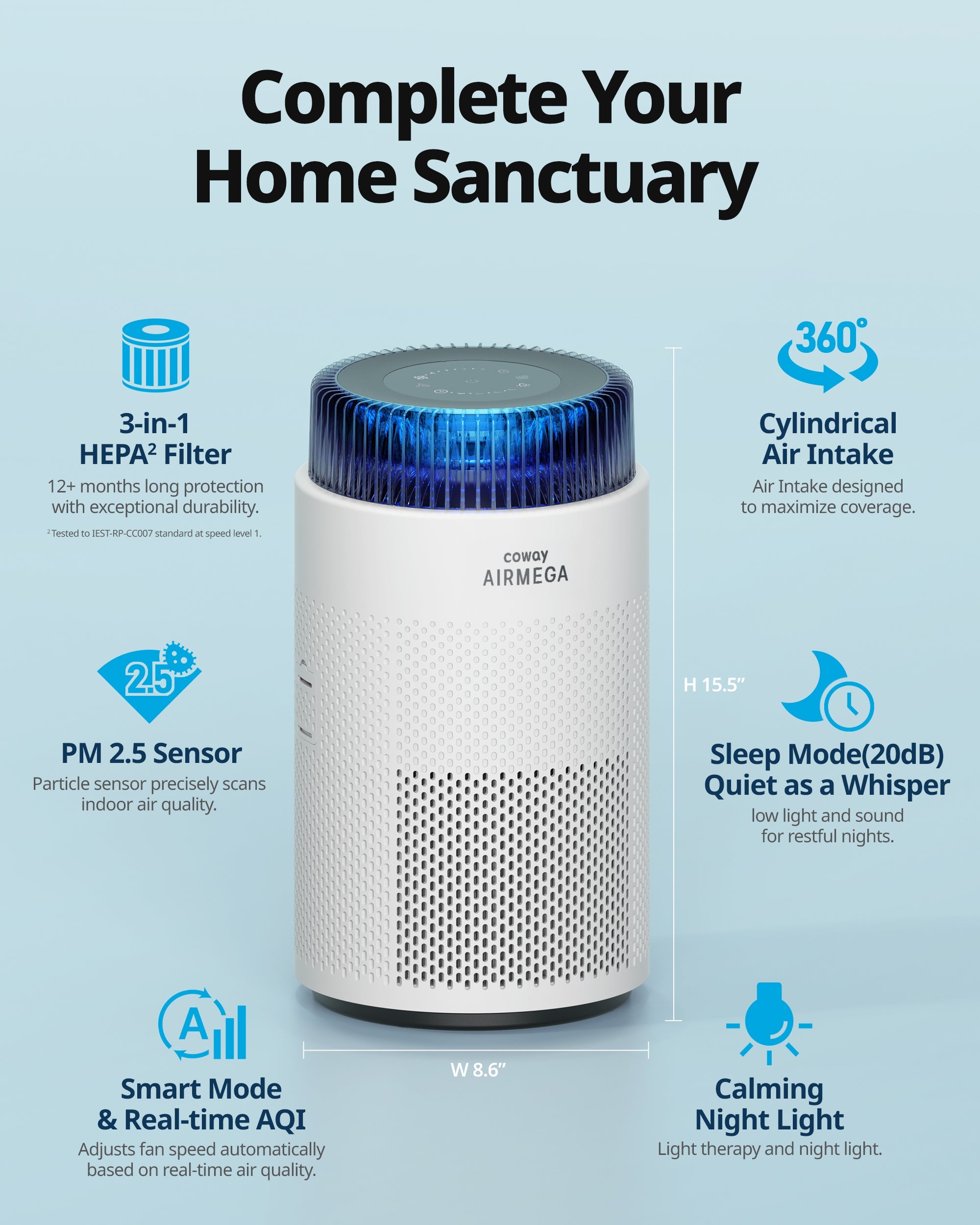 Airmega 100 Small Space Air Purifier | Cowaymega