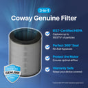 IEST-RP-CC007 Standard Certified HEPA filtration with genuine Coway 3-in-1 filter delivering trusted, certified performance for the cleanest, healthiest air.