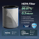 HEPA Filter captures up to 99.97% of particles
