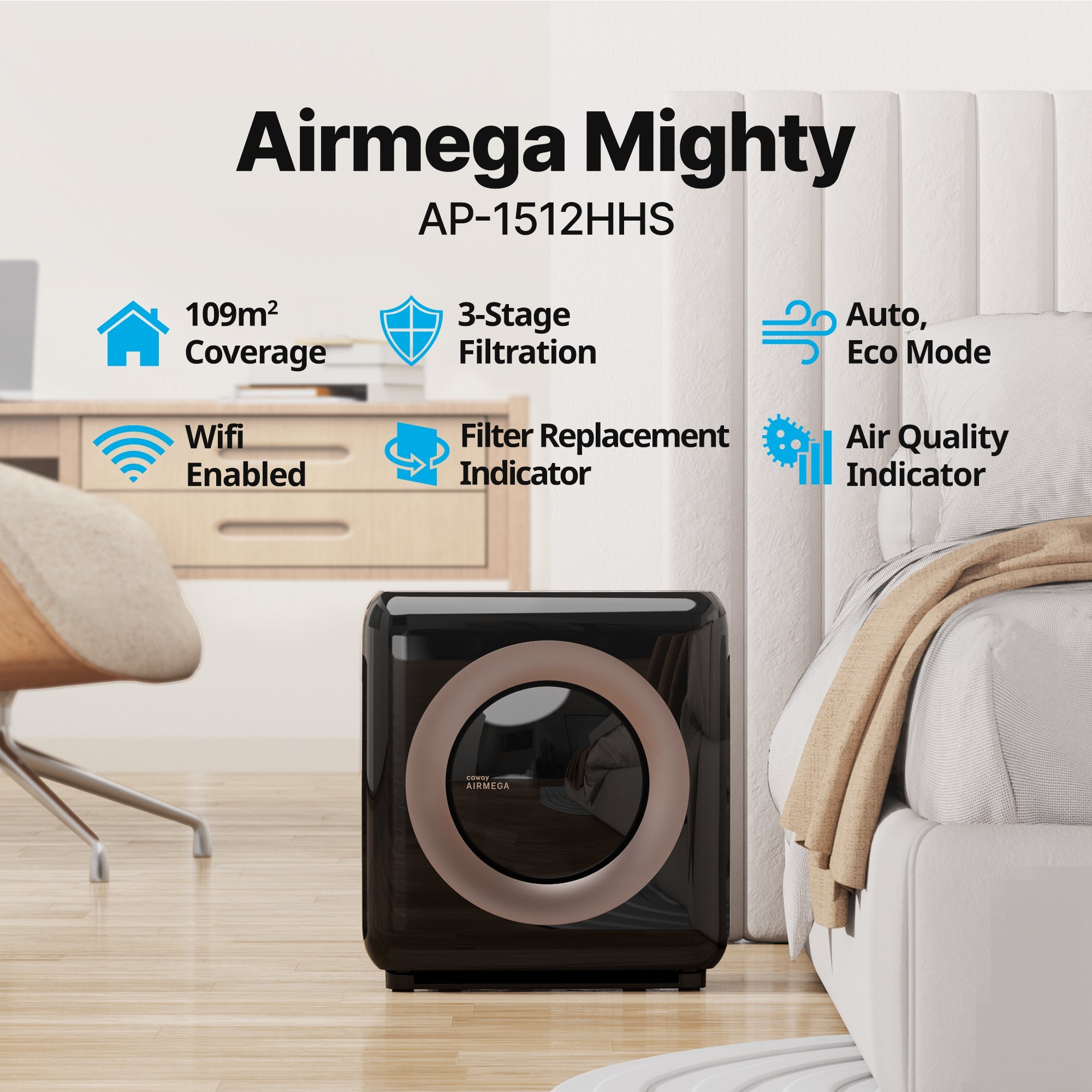 Coway AP-1512HHS - Smart & Mid Sized Air Purifier - Cowaymega