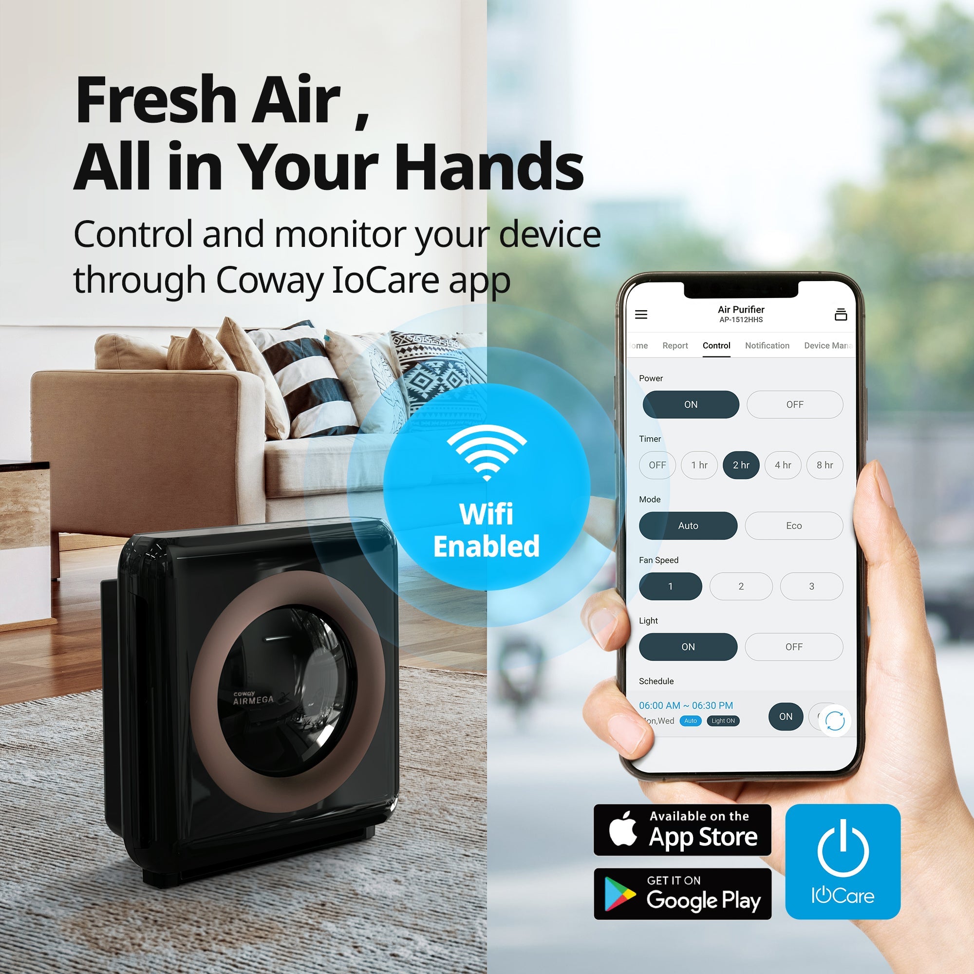 Coway AP-1512HHS - Smart & Mid Sized Air Purifier - Cowaymega